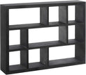 MyGift 9 Compartment Vintage Solid Wood Shadow Box, Wall Mountable Curio Display Case, Freestanding or Floating Shelf for Collectible Figurines, Succulents (Matte Black)
