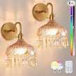 Vintage Battery Operated Set of Two,Wireless Wall Sconces Dimmable Rechargeable Battery, 12 Colors RGB Lamp with Remote for Dining Room Hallway Living Room