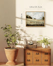 SHENIFY Vintage Landscape Framed Canvas Wall Art Grassland Classic Paintings Farmhouse Bathroom Office Decor - 11x14in Natural Framed