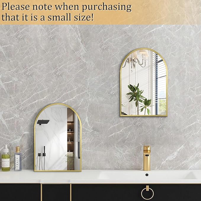 Arch Bathroom Mirror, Metal Frame Vanity Mirror, Dresser Mirror, Arch Decorative Mirrors for Living Room Bedroom Entryway Mantle 16