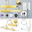 LUXSWAY Wireless Picture Lights for Paintings,Recgargeable Battery Art Display Light with Remote Control,Dimmable and Timer Off Dart Board Light with Aluminum Finish,Upgrade 12 Color Changing-Gold