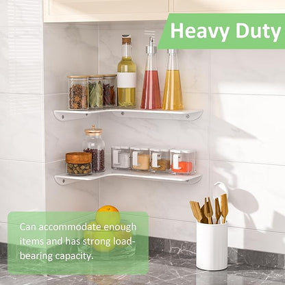 8x11.8 Inch Corner Shelf Wall Mount Set of 2, White Acrylic Corner Floating Shelves, Wall Organizer Shelf for Bathroom, Kitchen, Bedroom, Living Room, Dining Room, Office