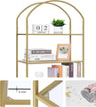 Homhedy Bookshelf Arched Display Racks,Metal Bookcase,Tempered Glass Shelves,Storage Rack Shelf for Home Office,Living Room,Bedroom, Bathroom,Modern Style (Golden, 11.8