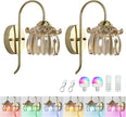 GEEZO Vintage Battery Operated Wall Sconce, with Rechargeable Battery Powered Wall Light with Remote Control for Bedside Bedroom