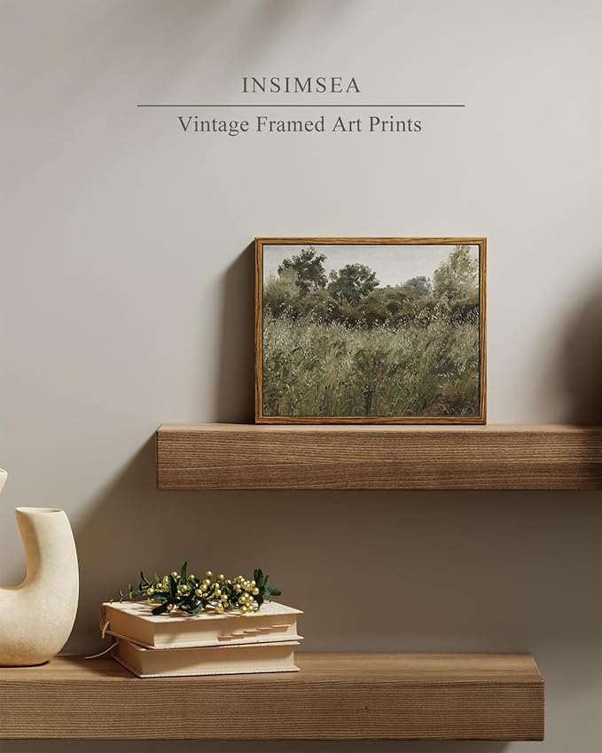 InSimSea Framed Canvas Wall Art Vintage Decor, Small Canvas Wall Art, Living Room Desk Decor, Vintage Farmhouse Wall Decor for Bedroom Living Room, Ready to Hang Wall Artwork, 8