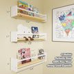 Nursery Floating Bookshelf for Kids, Wall Mounted Kids Book Shelf with Toy Storage, Pine Wood Nursery Shelves for Playroom, Bedroom, Toddler Room, Set of 3 (Pine & White, 15.8 Inches)