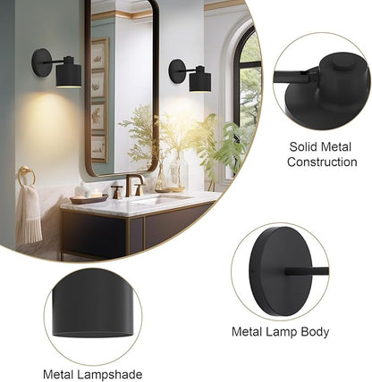 Tipace Vintage Battery Operated Wall Sconces,Cordless Battery Powered LED Wall Lights Set of 2,Wall Lamp Fixture Black 360°Rotate with Remote Control for Bedroom Farmhouse Gallery