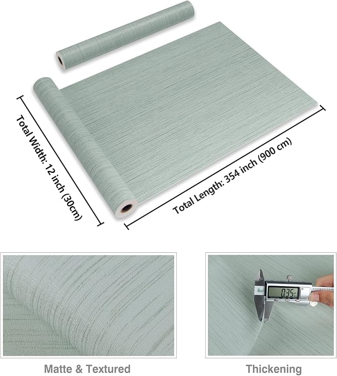 CRE8TIVE Mint Green Grasscloth Peel and Stick Wallpaper Faux Grasscloth Contact Paper for Cabinets Weave Linen Textured Wallpaper Removable Self Adhesive Vinyl Roll for Bathroom Bedroom Walls 12"x354"