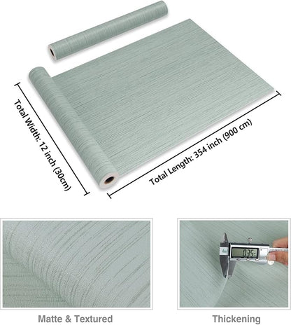 CRE8TIVE Mint Green Grasscloth Peel and Stick Wallpaper Faux Grasscloth Contact Paper for Cabinets Weave Linen Textured Wallpaper Removable Self Adhesive Vinyl Roll for Bathroom Bedroom Walls 12"x354"