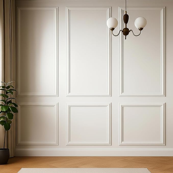 Peel and Stick Wall Molding Kit,6 Sets Pre-Cut Wainscoting Panels for Interior Wall Moulding Decor,Pre Made Wainscoting Wall Panel for Home Decoration Accent Wall (24x54in)