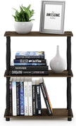 Furinno TURN-N-TUBE Storage Shelves, 3-Tier Book Shelf, Corner Shelf, Toolless Open Shelves, for Organization and Storage, Living Room, Garage, Home Office, Columbia Walnut