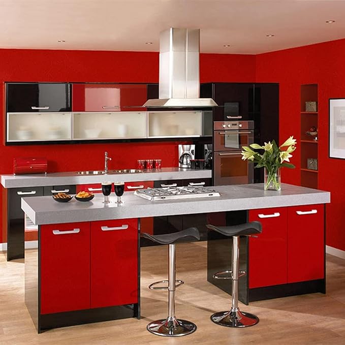 Abyssaly Red Silk Embossed Peel and Stick Wallpaper - Removable Self Adhesive Red Contact Paper - Waterproof Kitchen Vinyl Wrap Cabinet Furniture Textured Renter Friendly Wall Gift Paper 15.7