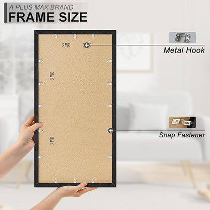 A PLUS MAX 18x36 Picture Frame, Black Engineered Wood Frame for 18 x 36 Inch Picture Poster Photo, Light Weight 18 by 36 Frame with Wood-grain for Wall - 1 Pack/Black/18 x36