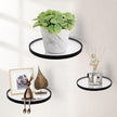 ZEXUIRU 3 Set Glass Decorative Floating Shelves Metal Frame Display Shelf Wall Decor for Home Office Mixed Size