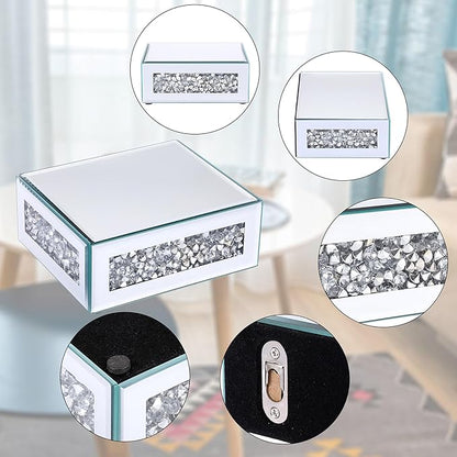 Sumnacon Mounted Floating Shelf 2 Pcs Decorative Floating Shelf for Bathroom Decor Stylish Crushed Diamond Floating Wall Shelf for Plants Sturdy Mirrored Wall Mounted Floating Shelf for Living Room