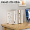 White Bookends 4 Pieces, Tree Design Modern Metal Bookends for Shelves, Unique Tree Book Ends Decorative Book Organizer for Desk, Decorative Shelve Book Stopper for Home Office