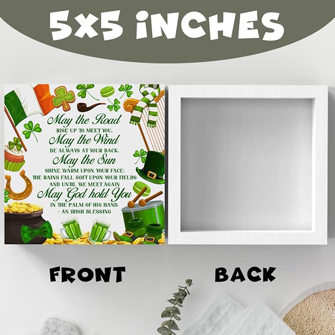 Irish Blessing decor St Patricks Day decorations Rustic Wood Sign Home Tabletop Desk Shelf Decor St Patrick's Day Decorations 5 X 5 Inches