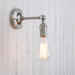 PERMO Vintage Industrial Pole Wall Mount Mini Single Sconce Metal Wall Sconces Fixture (Brushed)