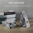 Koville Marble Bookends for Shelves, Large Bookends for Heavy Books, Natural Stone Book Stopper for Books CD Movies, Aesthetic Decorative Book Ends (Grey)