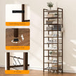 usikey 10 Tiers Narrow Shoe Rack 20-30 Pairs, Sturdy Metal Tall Shoe Rack Shelf with 4 Hooks, Slim Shoe Storage with Metal Shelf, Space Saving Vertical Shoe Organizer for Entryway Bronze UNYXJX018A