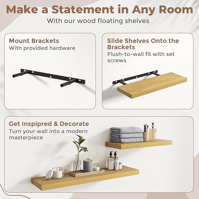 40 Inch Floating Shelves for Wall Set of 2, 8