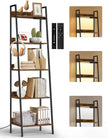 5-Tier Small Ladder Shelf with LED Lights, Touch & Remote Control, 3 Color Temperatures, Dimmable Tall Corner Standing Bookcase, Metal Wood Display Shelf for Living Room, Bedroom