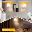 Peel and Stick Wall Sconces, Stick On Wall Sconce Set of 2, Battery Operated Wireless Wall Light, No Drill Adhesive Wall Lamp, Corn Bulb with 10000mAh Rechargeable Battery, Bedroom Wall Decor