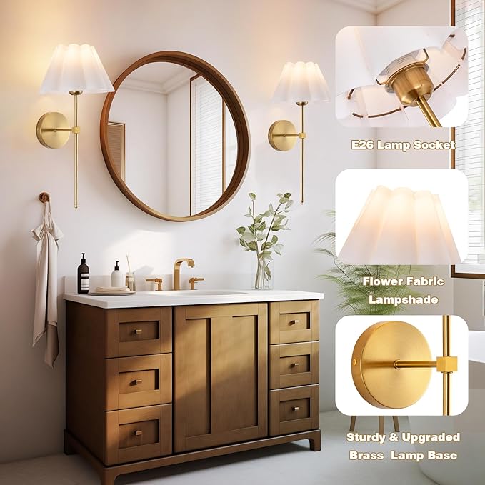 Battery Operated Wall Sconces Sets of 2, Indoor not Hardwired White Fabric lampshade Fixtures,Rechargeable Wireless 10 Colors Wall Lights with Dimmable Remote Control (20 inches)