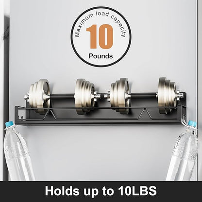 16.9 Inch Wide Large Capacity Magnetic Spice Rack for Refrigerator, 2 Pack Metal Fridge Shelf, Black