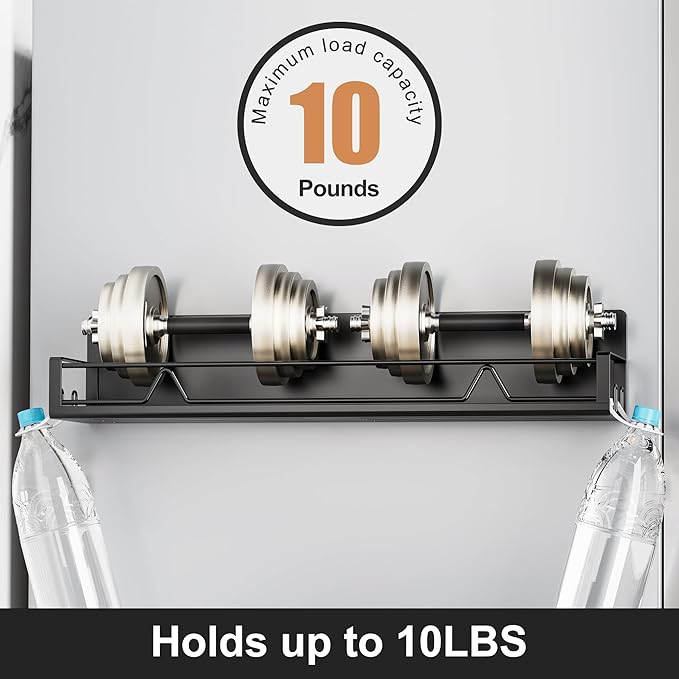16.9 Inch Wide Large Capacity Magnetic Spice Rack for Refrigerator, 2 Pack Metal Fridge Shelf, Black