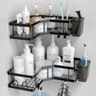 Corner Shower Caddy, 2 Pack Adhesive Shower Corner Organizer Shelves, No Drilling Stainless Steel Shower Storage Rack with Hooks&Toothpaste Holder for Bathroom Kitchen （for 90° Corners Only）