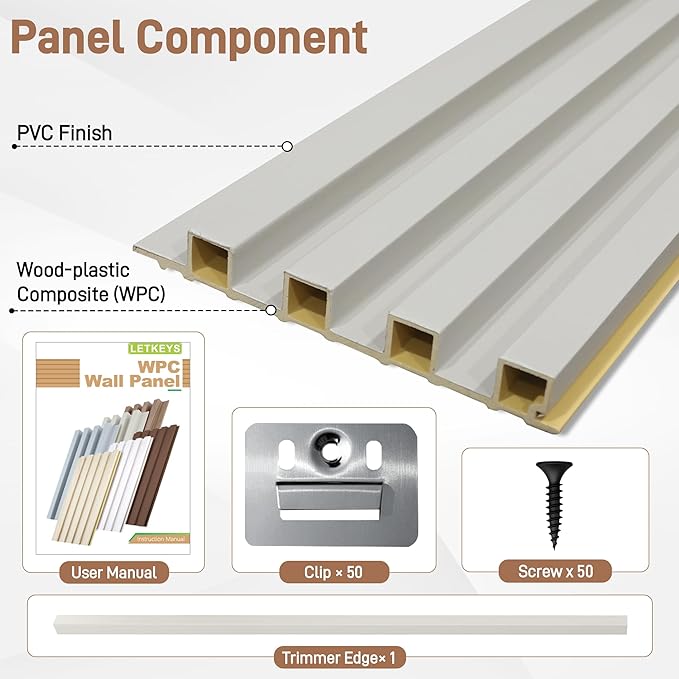 16 Packs 3D Wall Panels, 48 x 6 Inch WPC Slat Wall Panels for Wall Decor, Living Room, Bedroom, Office, Fluted Accent Wall Paneling for TV Background Study Room, Light Oak