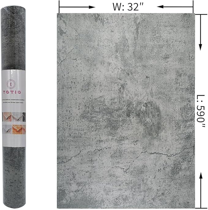 32x590inch Extra Wide Concrete Cement Texture Wallpaper Peel and Stick Dark Grey Countertop Contact Paper Matte Thicken Adhesive Waterproof Vinyl Wall Paper Rolls for Bedroom Living Room [Cement Gray]