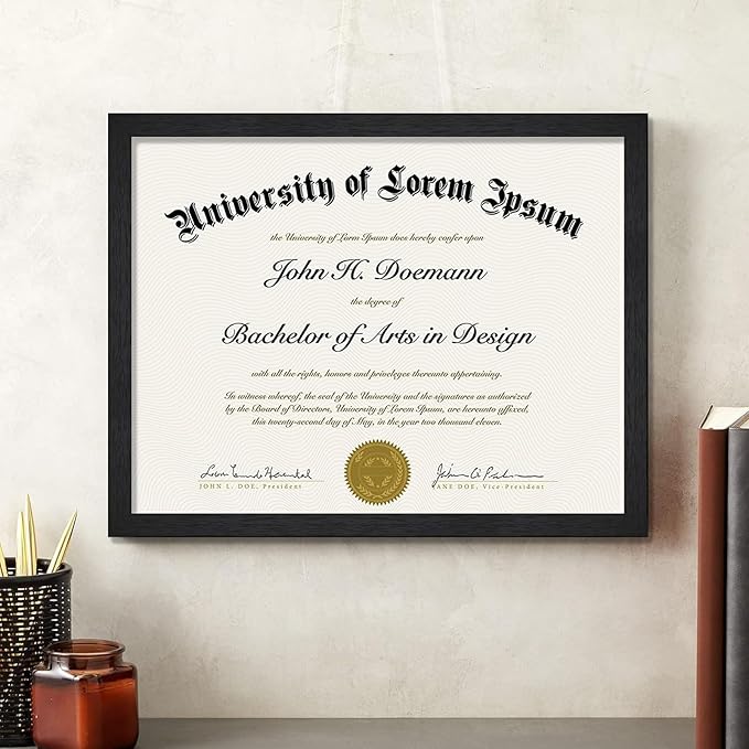 A PLUS MAX Black 8.5 x 11 Frame Set of 6, Engineered Wood Frame with Wood-grain for Display 8.5 by 11 Document Award Certificate Wall and Tabletop - 6 Pack/Black/8.5x11