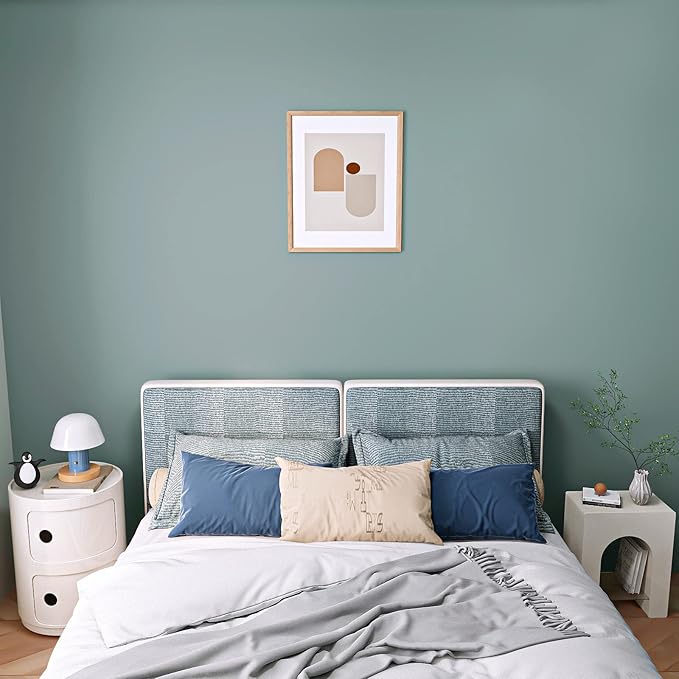 VEELIKE Thick Dusty Blue Peel and Stick Wallpaper Blue Contact Paper for Cabinets Countertops Desk Doors 24''x118'' Waterproof Self Adhesive Vinyl Blue Wall Paper for Bedroom Boys Room Living Room