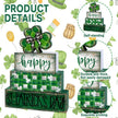 DIYDEC 4Pcs St.Patrick's Day Table Decoration Shamrocks Wooden Block Signs Rustic St. Patrick Tiered Tray Decor Happy St.Patrick's Day Centerpiece Sign for Farmhouse Holiday Tabletop Home Party Decor