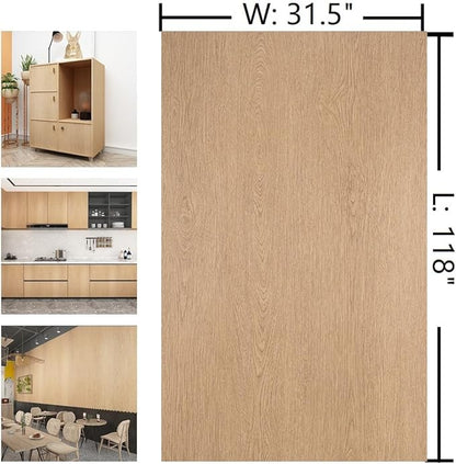 Yellow Brown Beech Wood Grain Contact Paper 48"x118" Extra Wide Wood Contact Paper Peel and Stick Wood Wall Paper Self Adhesive Waterproof Removable Wooden Wallpaper for Kitchen Bedroom Walls