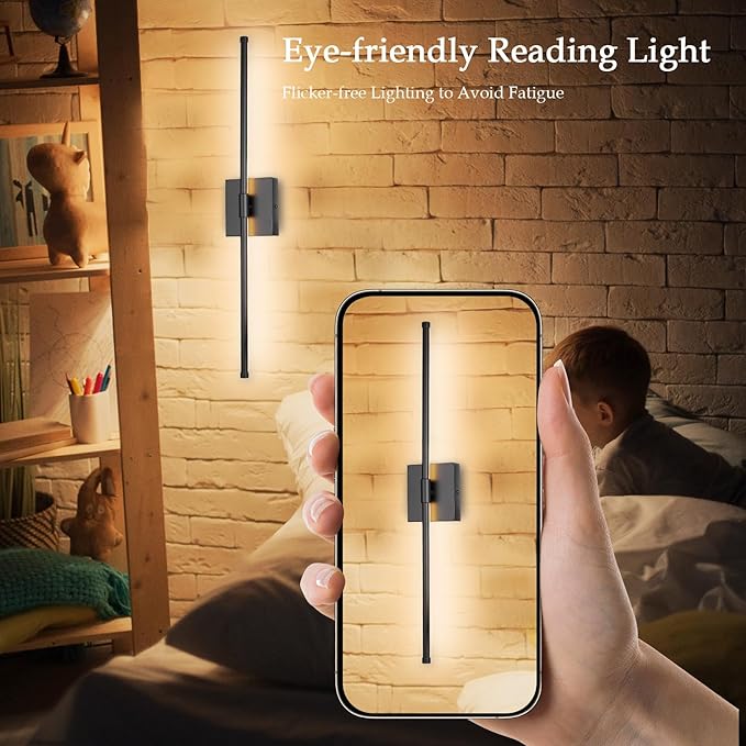 Modern LED Wall Sconces, Hardwired Wall Sconces, 3000K Warm Light Wall Lamp,Black Wall Light Fixtures for Living Room, Bathroom, Bedroom