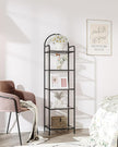 Bookcase Bookshelf, Tempered Glass Bookshelves, Slim Shelving Unit for Bedroom, Bathroom, Home Office, Steel Frame, 5 Tier Black BC05001B