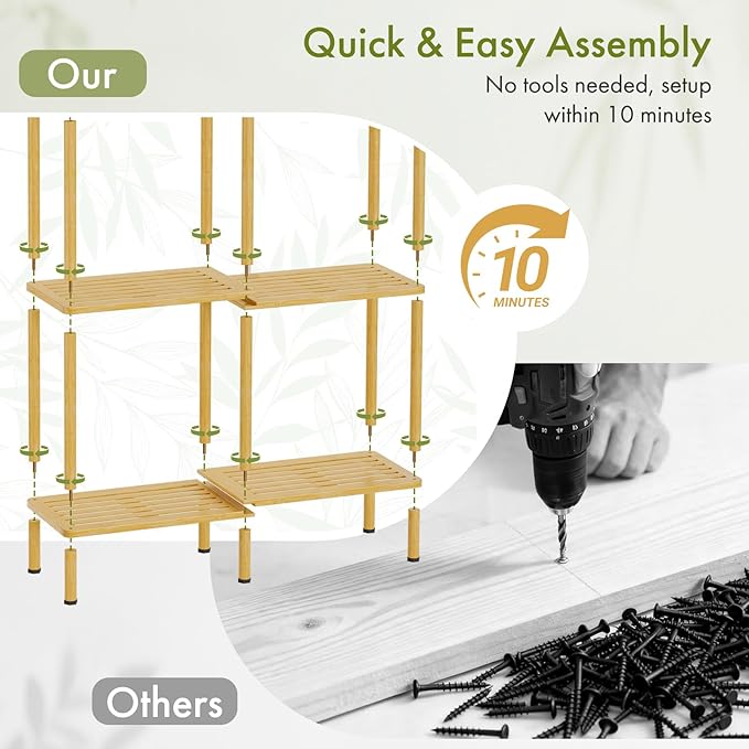 3 Tier Book Shelf, Wide Bamboo Bookshelf, Bookcase with 6 Open Display Shelves, Bookshelves Storage Organizer for Small Place, Standing Shelf Units for Living Room, Bedroom, Bathroom, Office