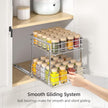 Pull Out Spice Rack Organizer for Inside Cabinet, 2 Tier Metal Spice Organization for Cabinet, Vertical Slide Out Seasoning Organizer, 9.65