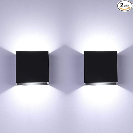 Lightess 2 Pack LED Wall Sconce Mini 10W Hardwired, Modern Wall Lamp Black Up Down Wall Mount Lights Mini Metal for Living Room Hallway Bedroom Decor, Cool White, O1186TP