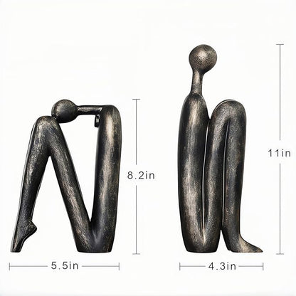 Book Ends for Shelves, Artistic Resin Sculpture Book Stoppers, Minimalist Home Office Decorative Gift for Book Lovers & Designers, Perfect for Bookshelf & Desk Organization, Set of 2