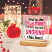 Valentines Desk Decor, Happy Valentine's Day Home Office Table Sign for Porch Tiered Tray Shelf Party, Rustic Romantic Acrylic Gifts Decorations for Him Her Wife, The Only One With Snoring This Loud