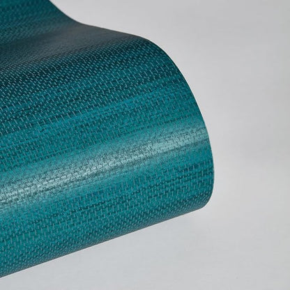 Tempaper Textured Teal Green Horizontal Faux Grasscloth Removable Peel and Stick Wallpaper, 20.5 in X 16.5 ft, Made in The USA