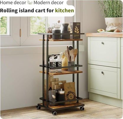 Bar Carts for the Home with Wheels, 3 Tier Beverage Bar Cart with Storage Shelves, Coffee Bar Cabinet for Your Home Entertainment