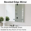 Ruomeng Frameless Mirror for Wall, 48x36 Inch Bathroom Vanity Mirror Farmhouse, Large Rectangle Mirror with Beveled Edge, Tempered Glass, Hangs Horizontally or Vertically