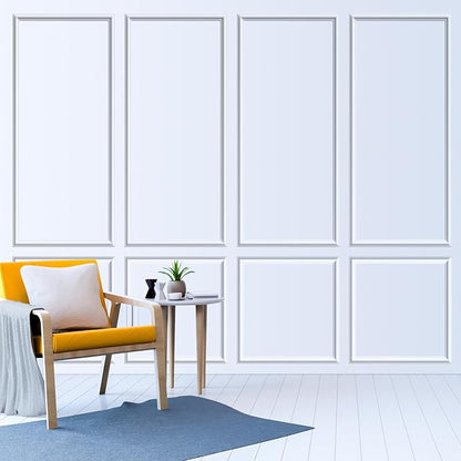 Pangda Peel and Stick Wall Molding Kit, 3D Premade Accent Molding Wainscoting Panel for Interior Wall Moulding Decor, Ready to Assemble Wainscoting Accent Panel(10 Set,24 x 54 in)