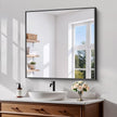 Koonmi Black Framed Bathroom Mirror - Shatterproof 30