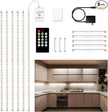 DAYBETTER Under Cabinet Lighting kit, 6 PCS LED Strip Lights with Remote, Dimmer and Adapter, Dimmable for Kitchen Cabinet,Counter,TV Back,Showcase 2700K-6500K Warm to Daylight White, Timing, 20ft